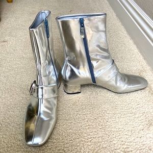 Franco Sarto silver buckle boots, leather